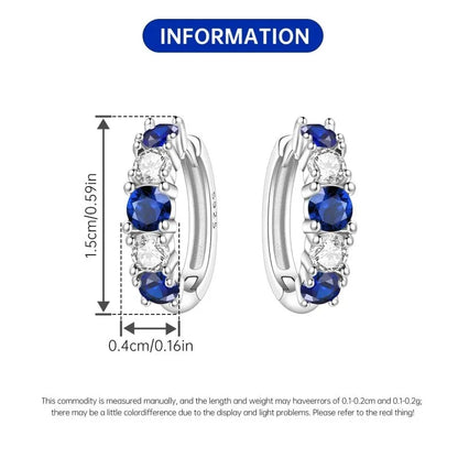 MISEFF Real 925 Sterling Silver Earring Gradual Change Green Blue Colored Zircon Hoop Earrings Engagement Wedding Jewelry Gifts