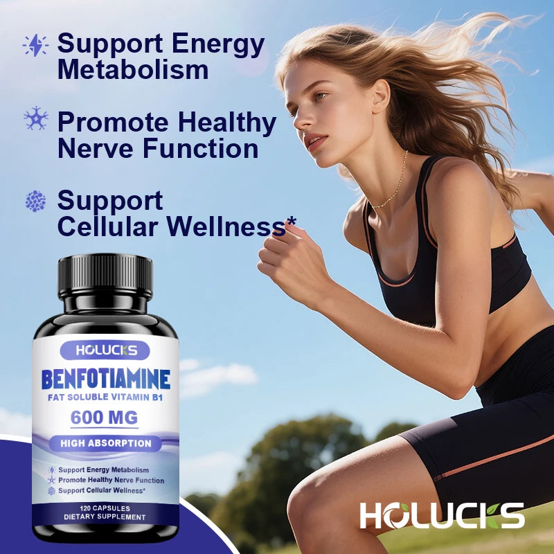 Benfotiamine 600mg | Superior Absorption Vitamin B1 for Energy Metabolism & Nerve Health | 120 Capsules Dietary Supplement