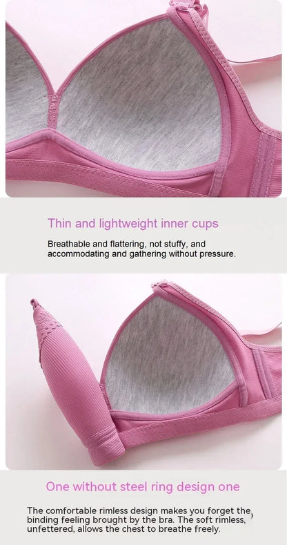 Gathered Side Collection Lifting Underwear Breasts Brassiere Large Size Bra Full Cup Underwear Brassiere No Steel Ring  Bra
