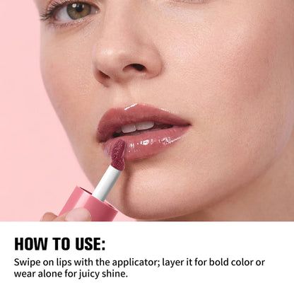 Juicy Box Shape Lip Tint Gloss Moisturizing Lightweight & Non-Sticky Lip Staion Long-Lasting High Shine Finish Lips Makeup