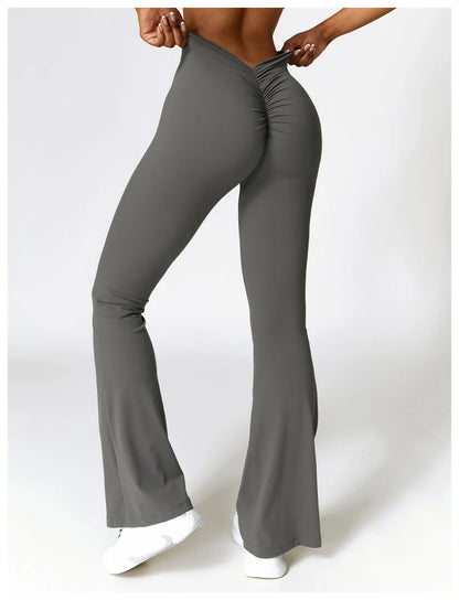 New Yoga Pants Flare Leggings Women High Waist Wide Leg Pants Women Gym Fitness Sports Flared Pant Dance Trousers V-shaped Hip