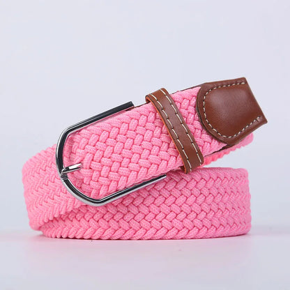 Unisex Stretch Jeans Belt - Casual Knitted Woven Canvas Pin Buckle