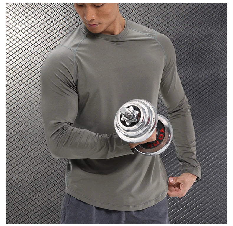 Men Compression Shirt - Long Sleeve Running Gym Top With Moisture Wicking Fabric