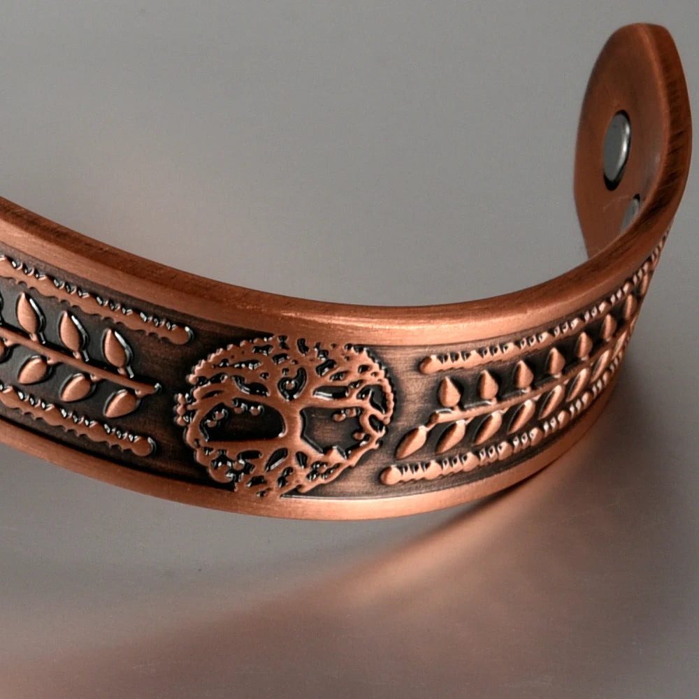 Vinterly Pure Copper Bracelet Yggdrasil Viking Adjustable Magnetic Bangles Arthritis Relief Health High Magnet Jewelry Resizable