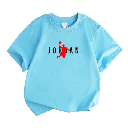 Summer Casual Kids T-shirt Breathable Cotton Jordan Print Short Sleeve Sport Tees Fashion Boy Girl Clothes