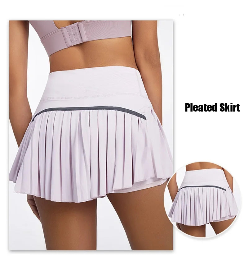 Cloud Hide Safe Tennis Skirts XS-XXL Gym Golf Running Pleated Pantskirt SEXY Women Sports Fitness Shorts Pocket High Waist Skort