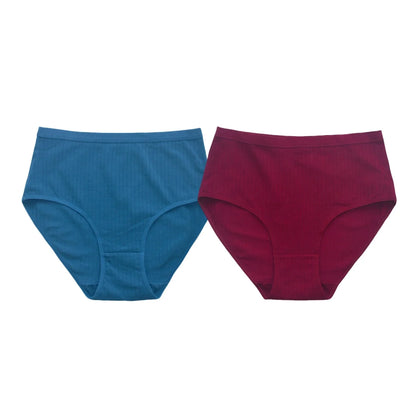 2Pcs/Set Women High Waist Cotton Panties Soft Stretch Tummy Control Ladies Rib Knit Underwear Sexy Lingerie Comfort Briefs S-XXL
