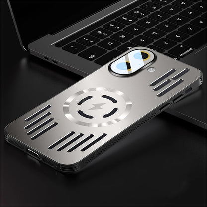 Luxury Metal Heat Dissipation Magnetic Wireless Charging Cover For iPhone 17 Air 16 15 Pro Max Plus 16E 17Pro Protective Case