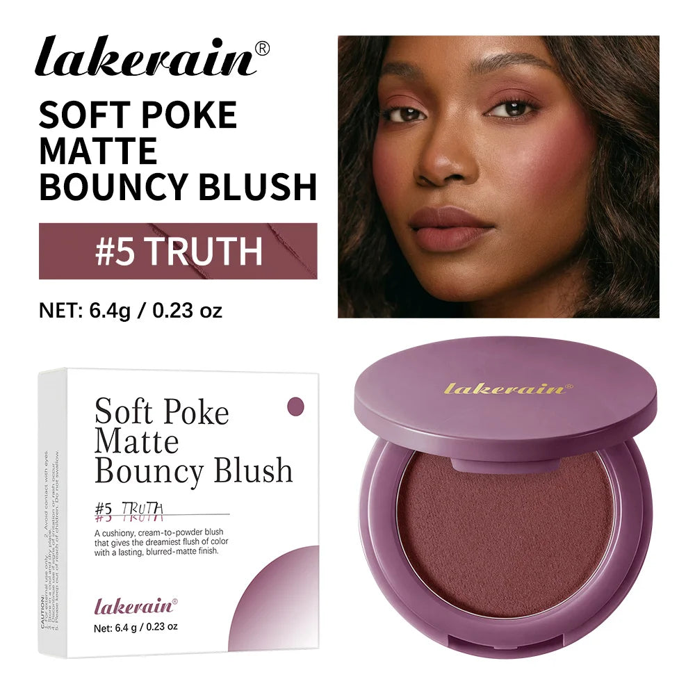 New Matte Blush Cream to Powder Cushiony Bouncy Texture Long Lasting Natural Flush Brightens Face Complexion Woman Makeup