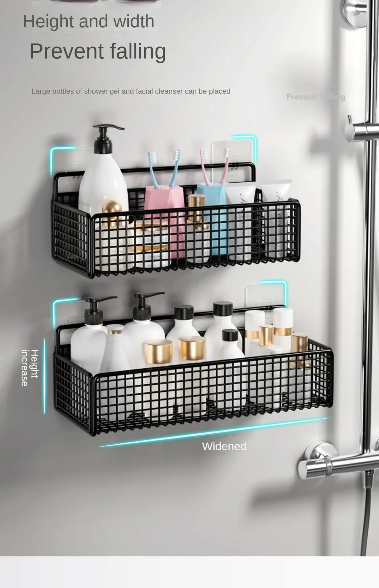 Multifunctional Bathroom Organiser - Wall Mount Toiletries Storage Rack