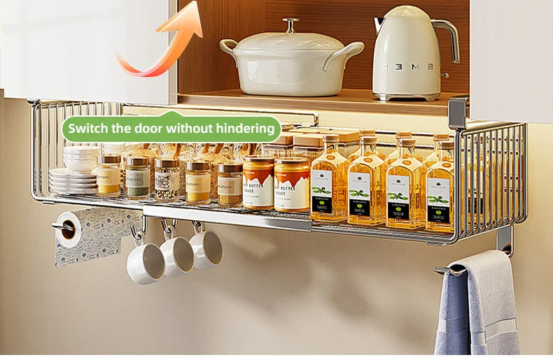 Retractable Hanging Basket - Stainless Steel Kitchen Storage Organizer With Large Capacity