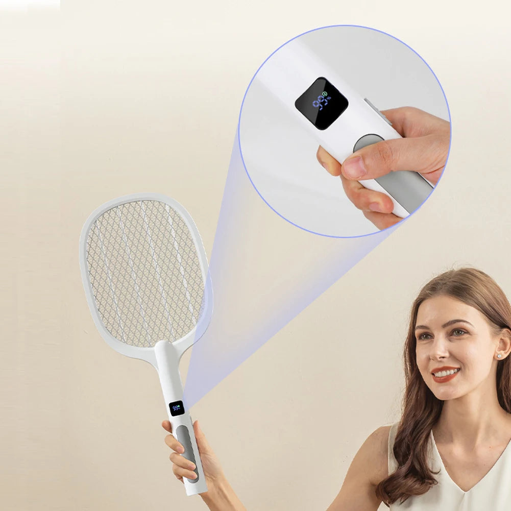 Electric Fly Swatter Rechargeable Electric Mosquito Killer Lamp Bug Zapper Racket Anti Mosquitoes Trap Lamp for Indoor Outdoor