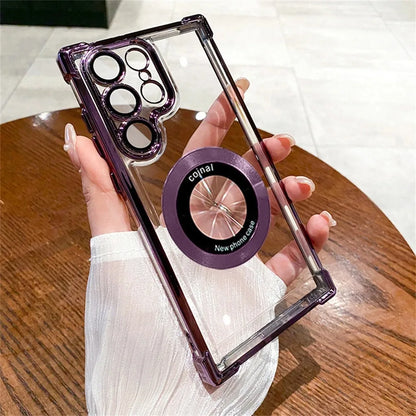 For Magsafe Plating Clear Cases For Samsung Galaxy S26 S25 S24 S23 Ultra S22 Plus S21 FE A36 A35 A34 A55 A54 A53 Magnetic Cover