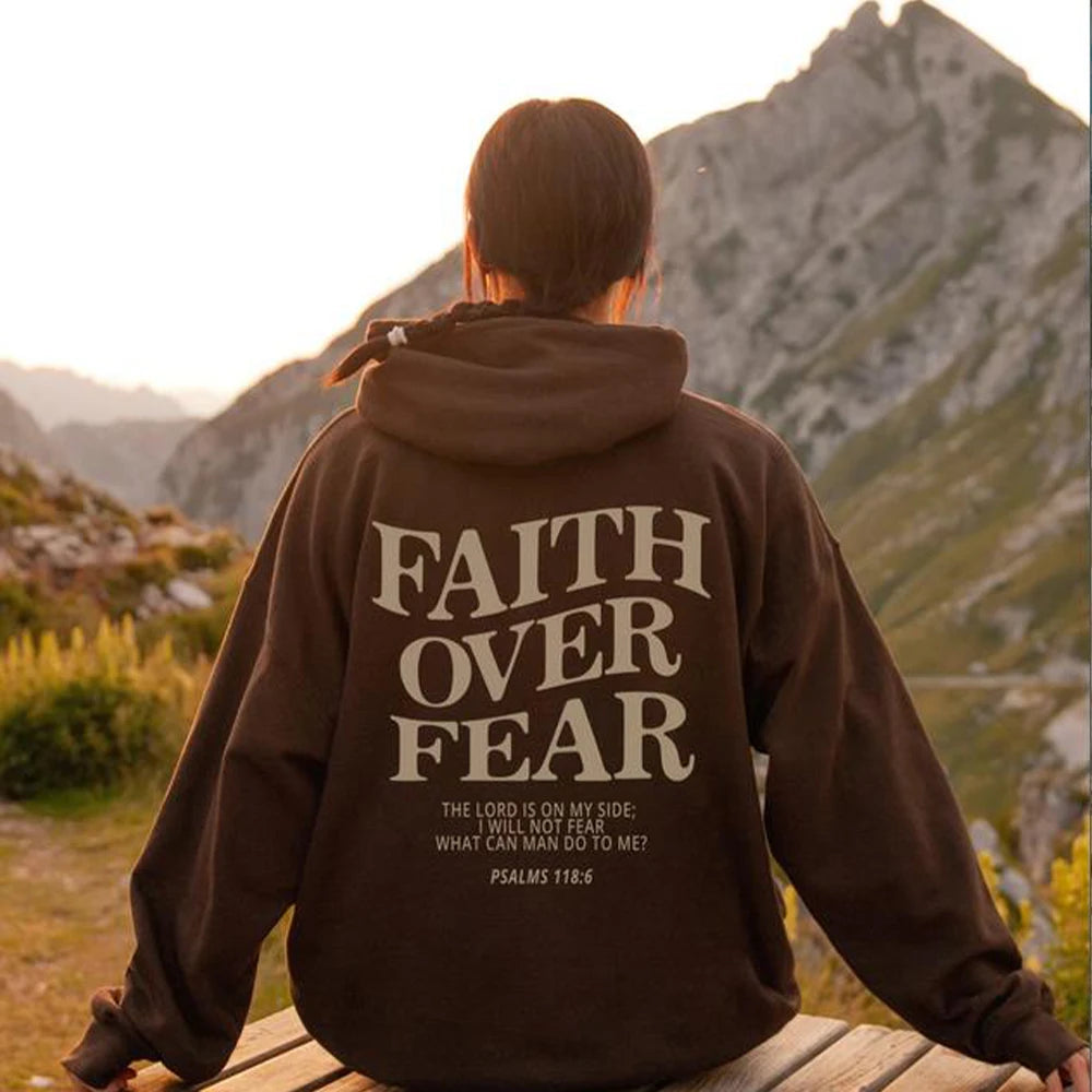 Faith Over Fear Hoodie - Christian Sweatshirt with Bible Verse