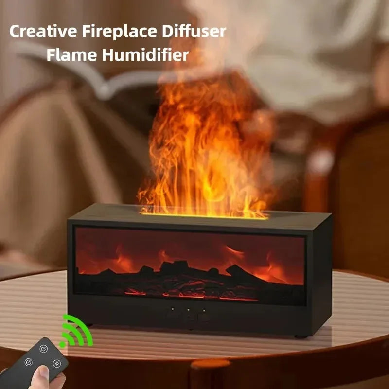 3D Flame Aromatherapy Diffuser - Essential Oil Humidifier with Color Lighting  Remote Control