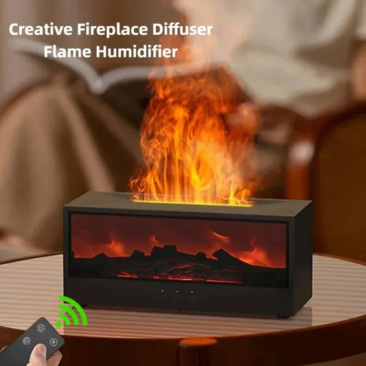 3D Flame Aromatherapy Diffuser - Essential Oil Humidifier with Color Lighting  Remote Control