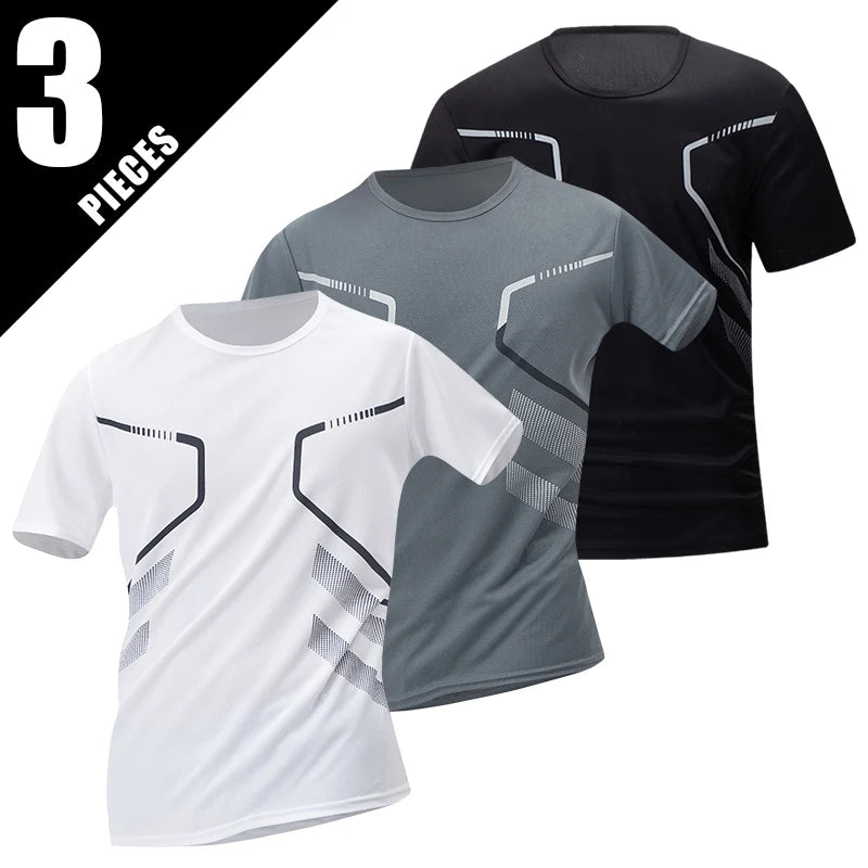 Men's Sports Fitness Top – Quick Drying Printed Tee | Plus Size Casual Shirt