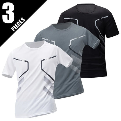 Men's Sports Fitness Top – Quick Drying Printed Tee | Plus Size Casual Shirt