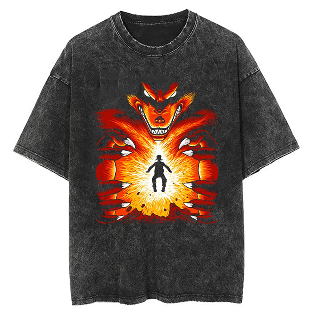 Hip Hop Streetwear T Shirt Japanese Anime Naruto Print T-Shirt Men Harajuku Cotton Tshirt Summer Short Sleeve Tops Tees