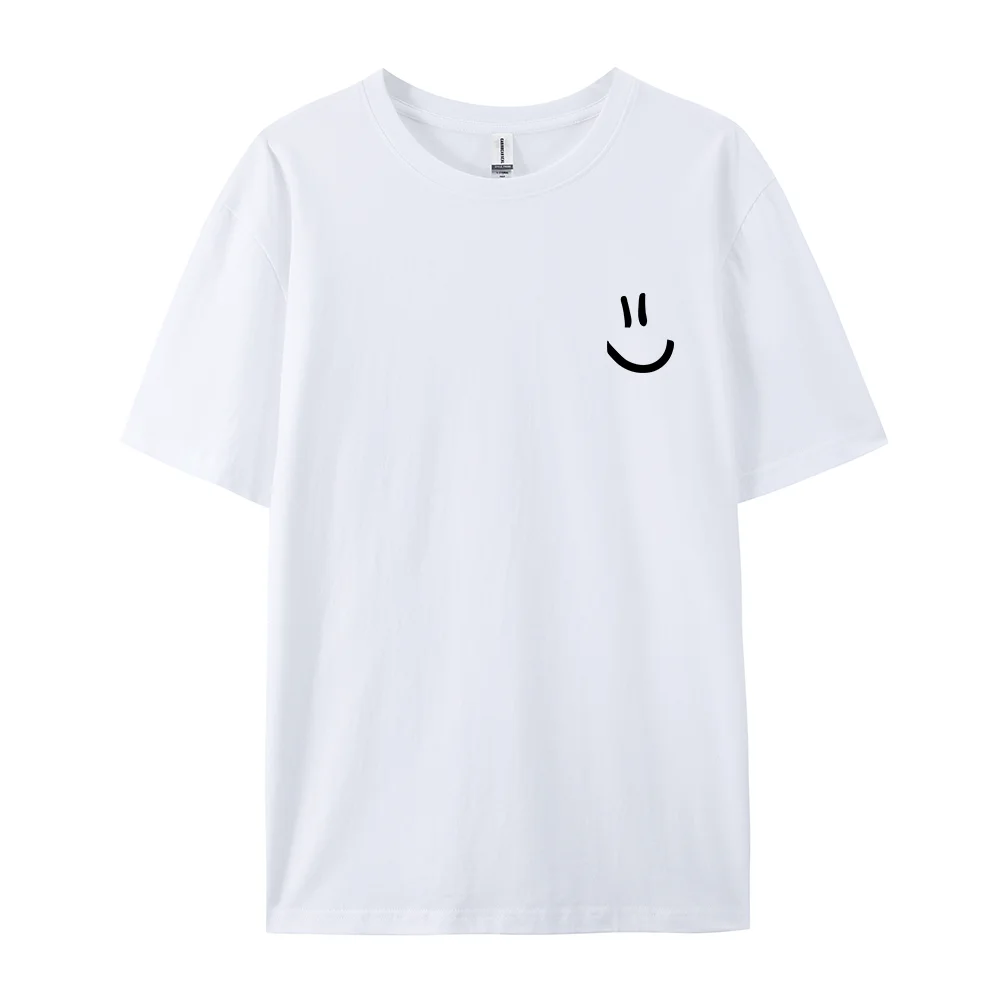 Men Graphic T Shirt - Minimalist Smile Print Cotton Tee | Breathable Summer Casual