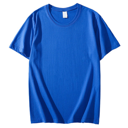 Solid Color T-Shirt - Heavy Cotton Fabric Crewneck Tee for Men & Women, Short Sleeve Casual Top