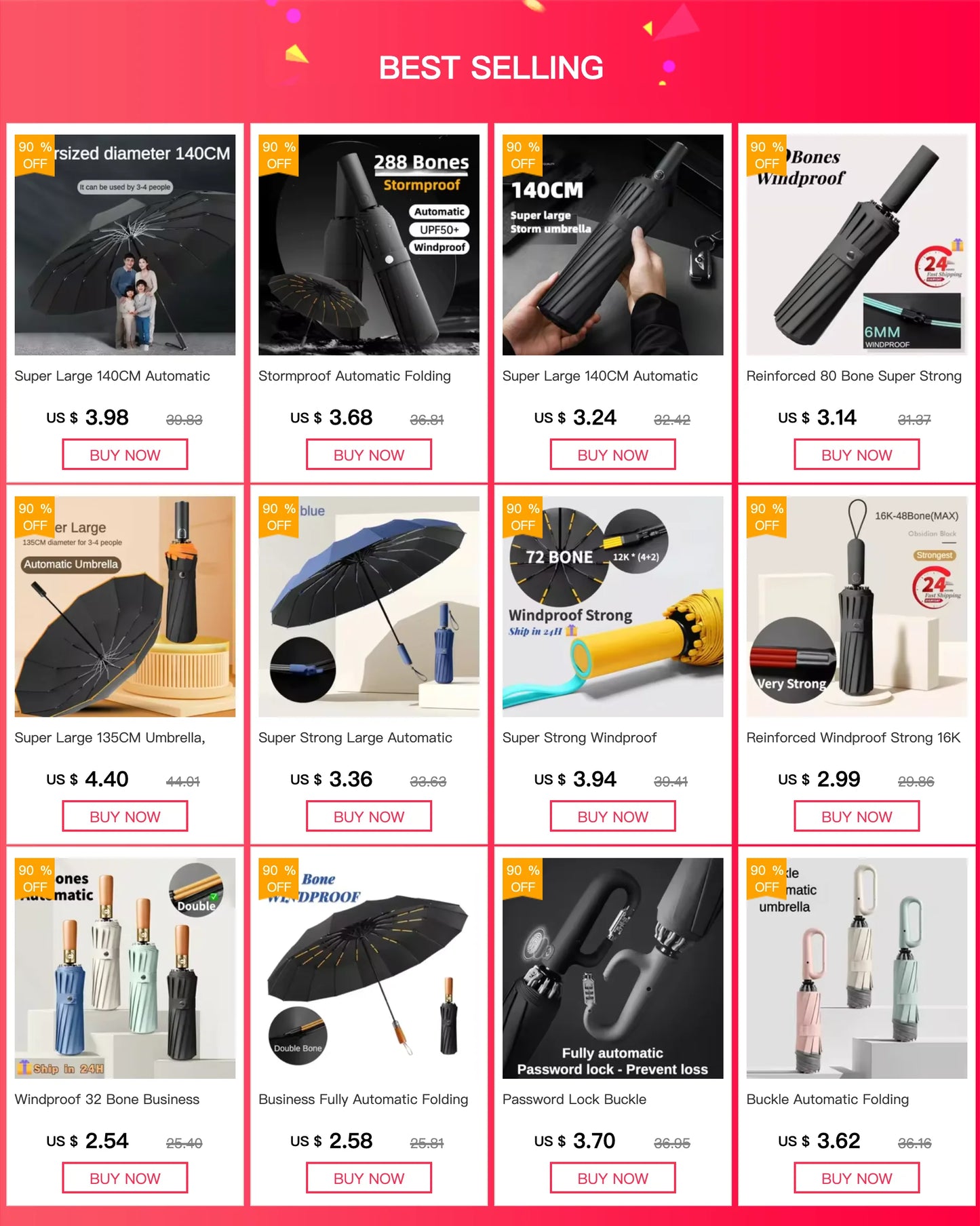 Stormproof Windproof Automatic Folding Rain Umbrella for Men, Large Strong Reinforced 288 Bone, Sun UV UPF50+ Parasol