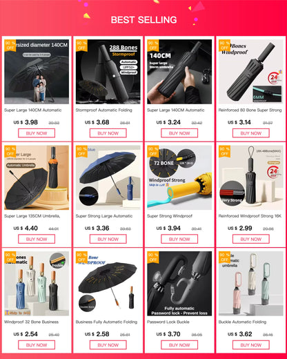 Stormproof Windproof Automatic Folding Rain Umbrella for Men, Large Strong Reinforced 288 Bone, Sun UV UPF50+ Parasol