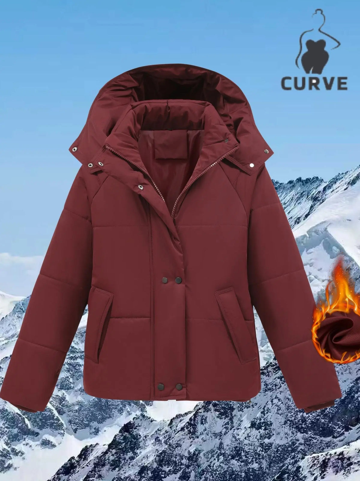 Plus Size Winter Jacket for Women Windproof Warm Detachable Hood Puffy Coat Casual Versatile Outdoor Activities Fashionable Top