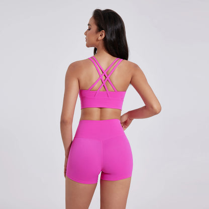 2 Piece Yoga Clothes Women's Tracksuit Athletic Wear Fitness Suit Gym Workout Push Up Clothes Sports Bra Yoga Shorts Suit