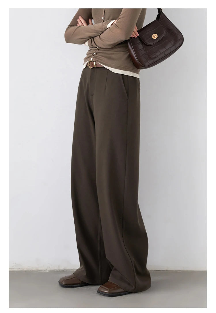 CHIC VEN Women Pants Solid Casual  Slim Straight Leg Suit Wide Leg Ladies Trousers Spring Autumn 2025 Clothing for Woman