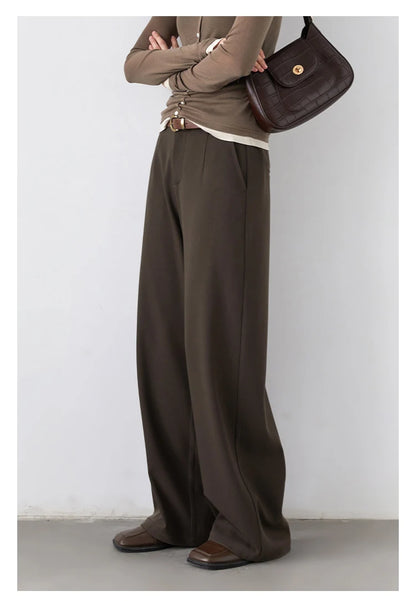 CHIC VEN Women Pants Solid Casual  Slim Straight Leg Suit Wide Leg Ladies Trousers Spring Autumn 2025 Clothing for Woman
