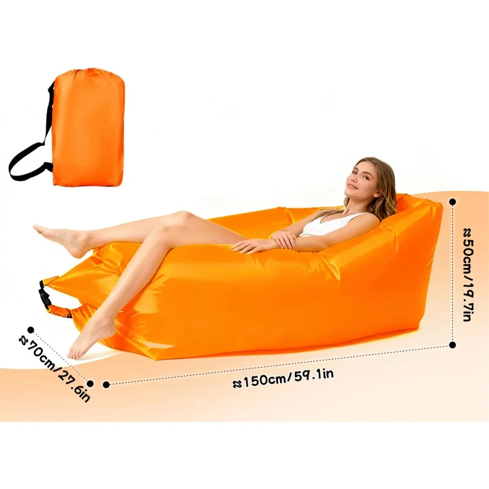 Portable Air Sofa Waterproof Fast Inflatable Lounger for Beach Camping Picnic Lightweight Durable Lazy Couch with Carry Bag