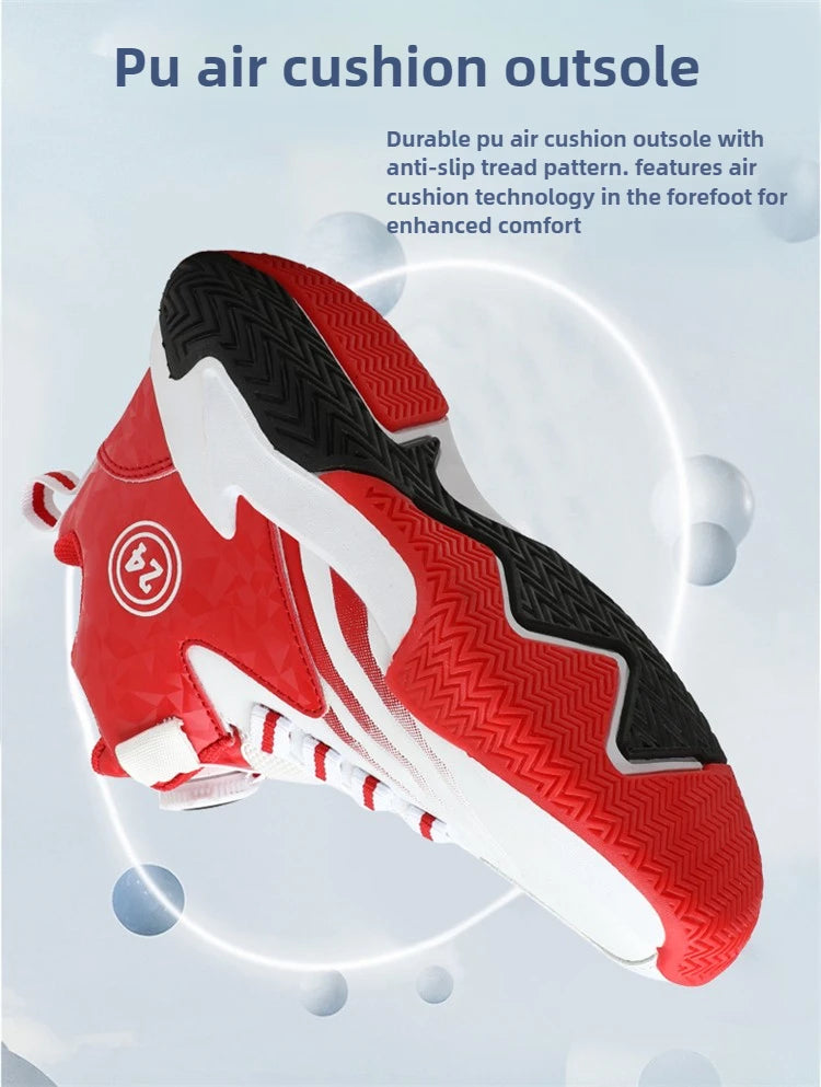 Children Basketball Sports Shoes Swivel Button Casual Shoes Four Seasons Kids Mesh Sneaker Non-slip Boys Girls Outdoor Training
