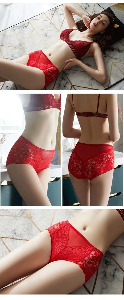 Women's High Waist Seamless Panties Sexy Lace Large Size M-5XL Briefs Embroidery Panties for Women Female Underwear Lingerie