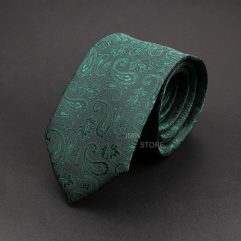 Mens Paisley Necktie - Grey Brown Green Wedding  Business Tie