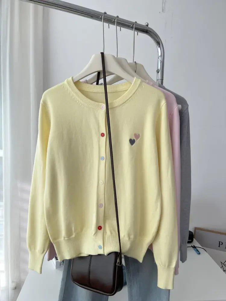 Fashion Versatile Women Sweater 2026 Autumn Winter Elegant Embroidered Women Knit Cardigan Long Sleeve Unique Colorful Buttons