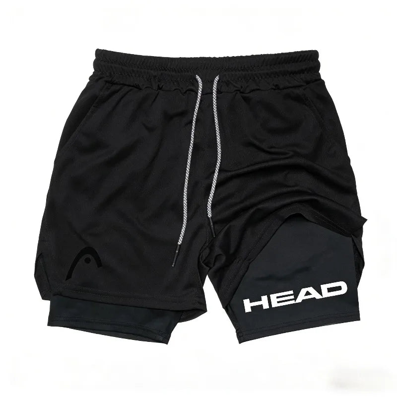 Head Running Shorts Men Fitness Gym Training 2-in-1 Fashion Versatile Sports Quick Dry Workout Jogging Double Deck Summer Short