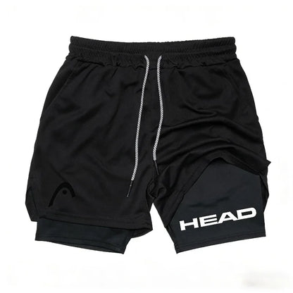 Head Running Shorts Men Fitness Gym Training 2-in-1 Fashion Versatile Sports Quick Dry Workout Jogging Double Deck Summer Short