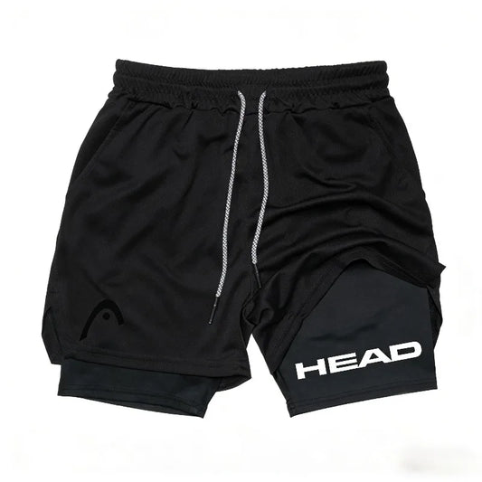 Head Running Shorts Men Fitness Gym Training 2-in-1 Fashion Versatile Sports Quick Dry Workout Jogging Double Deck Summer Short