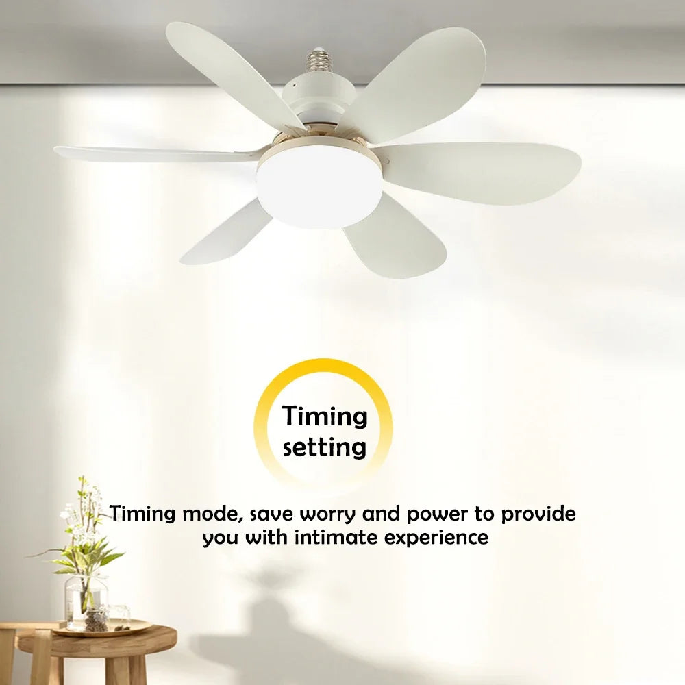 E27 Base 40W LED Ceiling Fan Light 3 Adjustable Lighting Modes Remote Control High Wind Power Electric Fan Light for Living Room