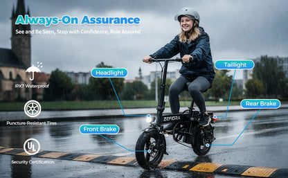 Adult 500W 48V Electric Bike, 14" Aluminum Alloy Ebike for Urban City Cycling Men Women, UL2849 Certified, Free Local Shipping