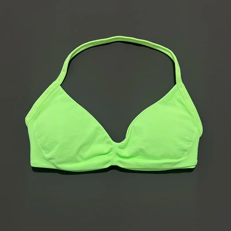 Impact Sports Bra - High Support Strappy Halter Bra With Removable Pads