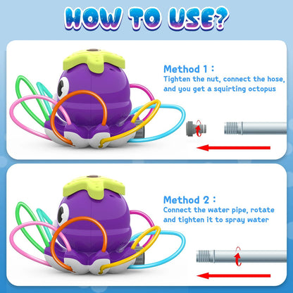 Octopus Sprinkler Water Spray Outdoor Toy Backyard Garden Water Toys Summer Yard Cartoon Splash Sprinkler Baby Bath Toy for Kids