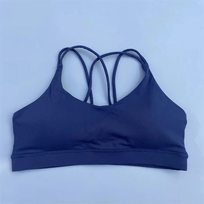 Women Fitness Bra - High Support Cross Back Sports Top With Chest Pad