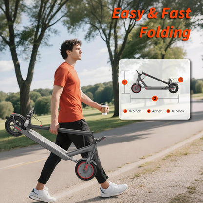 8.5inch Solid Tire Electric Scooter 10.5Ah 19mph Max Speed Smart APP Control 21miles Max Range Foldable E-Scooter for Adult