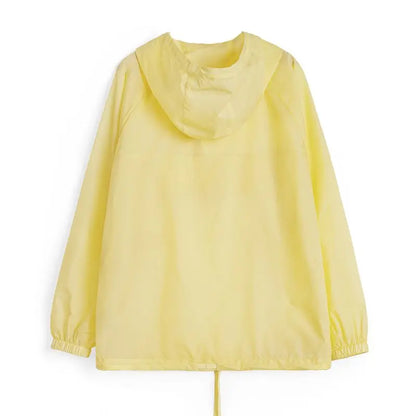 Maden Women's Ultra Lightweight Sun Protection Hoodie Sheer Breathable Pullover Half Button Loose Fit Summer Jacket Yellow