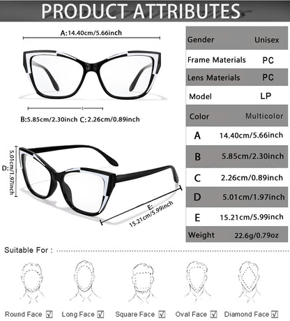 Cateye Reading Glasses – Trendy Ultralight Eyewear with Polycarbonate Lenses for Clear Vision