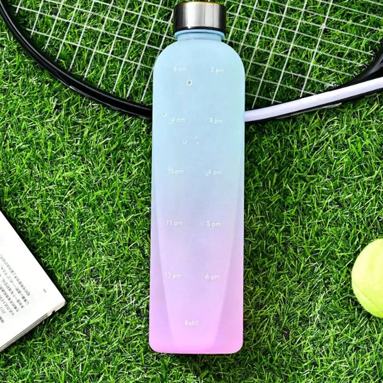 1000ml Outdoor Sports Water Bottle, Portable Frosted Gradient Cup, Large Capacity with Scale, Camping Picnic Office Gym Drinkware
