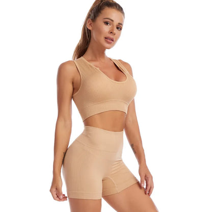 Peach Butt Fitness Fast Dry Running Sports Tight Yoga Shorts Lady's Shock Proof Yoga Beauty Vest Fitness Sports Bra Set