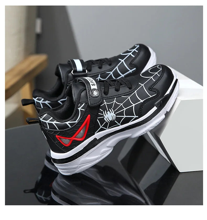 Brand Kids Cartoon Spider Sneakers Boys Comfortable Sports Shoes Outdoor Non-slip Tennis Shoes Lightweight Casual Running Shoes